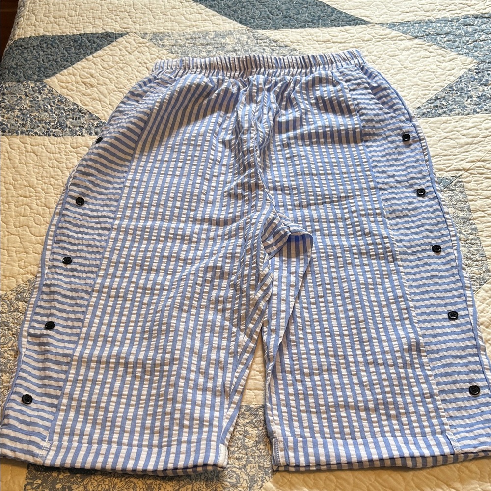 Blue Striped women’s Capri.